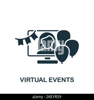 Virtual Events icon. Monochrome simple New Normality icon for templates ...