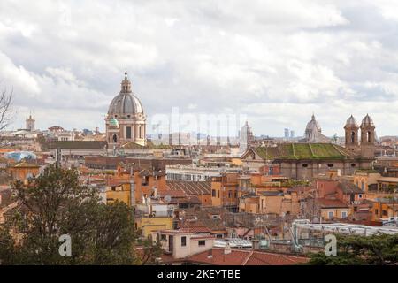 Aerial view of the Church of San Giacomo in Augusta and the Church of Saints Ambrose and Charles Borromeo in Rome. Stock Photo