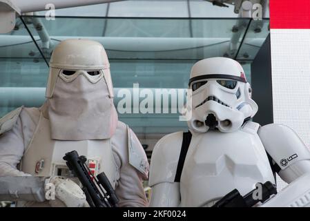 Stormtrooper and snow trooper cosplay Stock Photo