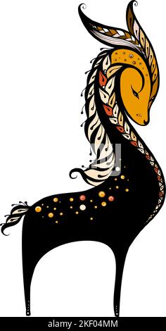 Stylized Illustration of a Deer on White Background Stock Vector