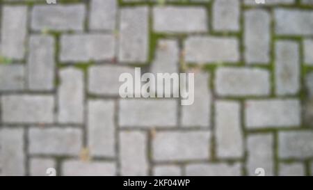 paving block texture with mossy gaps as background Stock Photo