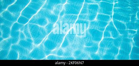 Beautiful relaxing swimming pool water sun reflection background. Ripple water texture background, natural sunlight. Abstract artistic water surface Stock Photo