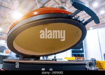 Ceramic Charcoal Grill for Picnic and Camping. Stock Photo