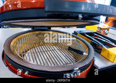 Ceramic Charcoal Grill for Picnic and Camping. Stock Photo