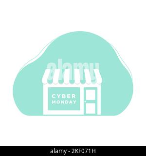 Cyber monday. Shop turquoise icon for promotion, banner, social media. Vector illustration, flat design Stock Vector