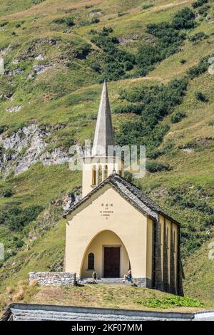 Formazza, Italy - 08/22/2020: little church on top of the hill in the mountains Stock Photo