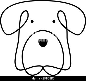 Vector cute one line dog face logo. Minimalist pet in abstract hand drawn scandinavian style. Continuous line artwork for banner, book design, web Stock Vector