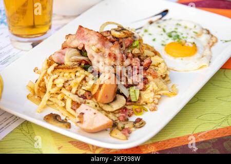 Bosso Spaetzle at Bosso Luxembourg restaurant, Lëtzebuerg, Luxembourg Stock Photo