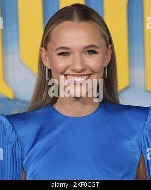 Madison Iseman arrives at the GLASS ONION: A KNIVES OUT MYSTERY Premiere held at the Academy Museum of Motion Pictures in Los Angeles, CA on Monday, ?November 14, 2022. (Photo By Sthanlee B. Mirador/Sipa USA) Stock Photo