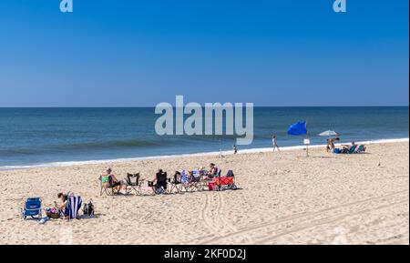 Sunny summer day at the ocean beach in Montauk, NY Stock Photo