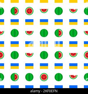 Ukraine Kherson Watermelon Seamless Pattern Stock Vector