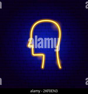 Head Neon Sign Stock Vector