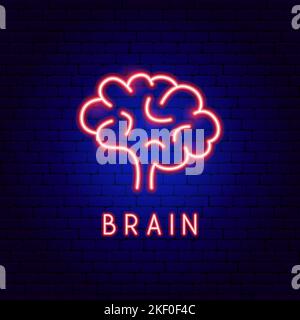 Brain Neon Label Stock Vector
