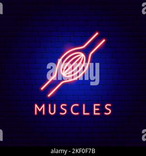 Muscles Neon Label Stock Vector