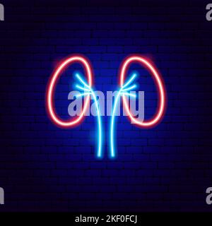 Kidneys Neon Sign Stock Vector
