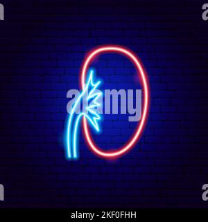 Kidney Neon Sign Stock Vector