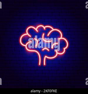 Brain Neon Sign Stock Vector