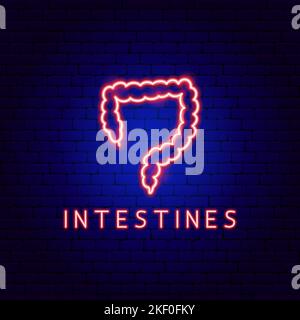 Intestines Neon Label Stock Vector