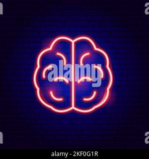 Brain Structure Neon Sign Stock Vector