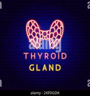 Thyroid Gland Neon Label Stock Vector