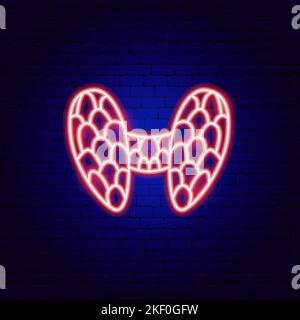 Thyroid Gland Neon Sign Stock Vector