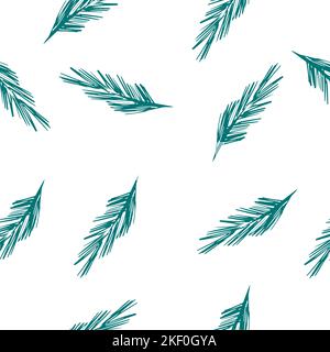 Seamless pattern with fluffy spruce and pine branches. Winter, Christmas and New Year pattern for fabric, wrapping paper and cards. Hand drawn vector, Stock Vector