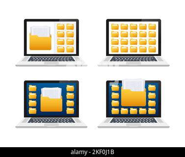 File organization. Archive Managing. Data filing. Vector stock illustration. Stock Vector