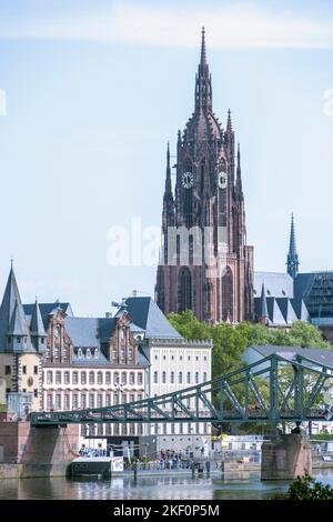 view of of old city and Kaiserdom Sankt Bartholomäus, Imperial Cathedral of Saint Bartholomew, Frankfurt, Germany Stock Photo