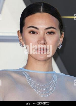 LOS ANGELES, CALIFORNIA, USA - NOVEMBER 14: English actress Jessica Henwick wearing a Tory Burch dress arrives at the Los Angeles Premiere Of Netflix's 'Glass Onion: A Knives Out Mystery' held at the Academy Museum of Motion Pictures on November 14, 2022 in Los Angeles, California, United States. (Photo by Xavier Collin/Image Press Agency) Stock Photo