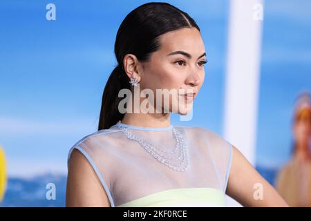 LOS ANGELES, CALIFORNIA, USA - NOVEMBER 14: English actress Jessica Henwick wearing a Tory Burch dress arrives at the Los Angeles Premiere Of Netflix's 'Glass Onion: A Knives Out Mystery' held at the Academy Museum of Motion Pictures on November 14, 2022 in Los Angeles, California, United States. (Photo by Xavier Collin/Image Press Agency) Stock Photo