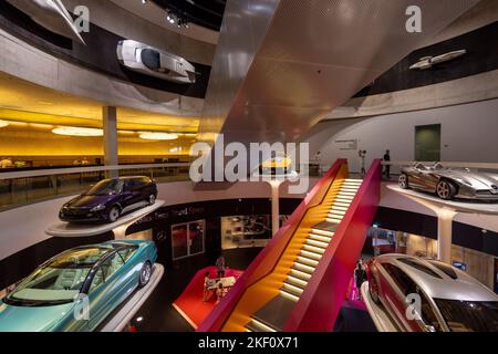 entrance gallery, Mercedes Benz Museum, Stuttgart, Germany Stock Photo