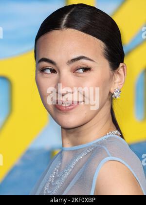 English actress Jessica Henwick wearing a Tory Burch dress arrives at the Los Angeles Premiere Of Netflix's 'Glass Onion: A Knives Out Mystery' held at the Academy Museum of Motion Pictures on November 14, 2022 in Los Angeles, California, United States. (Photo by Xavier Collin/Image Press Agency/NurPhoto) Credit: NurPhoto/Alamy Live News Stock Photo