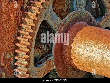 Old rusty or rusted toothed cog wheel Stock Photo