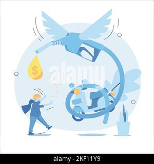 Expensive gasoline. The scarcity of gasoline makes it expensive. Vector illustration Stock Vector