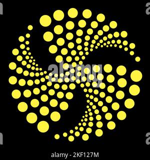 Yellow Circle Dotted Icon Isolated on Black Background Stock Vector