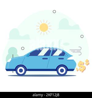 People are very happy when they buy expensive cars. expensive new car. Vector Illustration Stock Vector