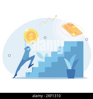 Convenience of saving today. With a credit card, we can carry money anywhere for any needs. Vector Illustration Stock Vector