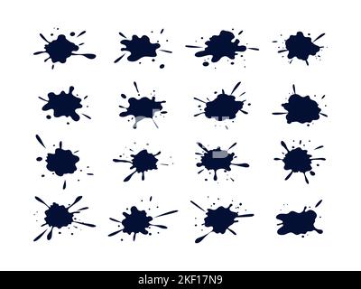 Set of realistic blobs, splashes with drops Stock Vector