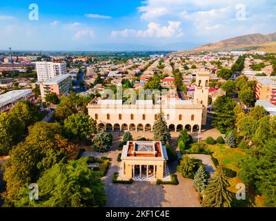 The Joseph Stalin Museum aerial panoramic view in Gori, Georgia. Museum is dedicated to the life of Joseph Stalin, the leader of the Soviet Union, who Stock Photo