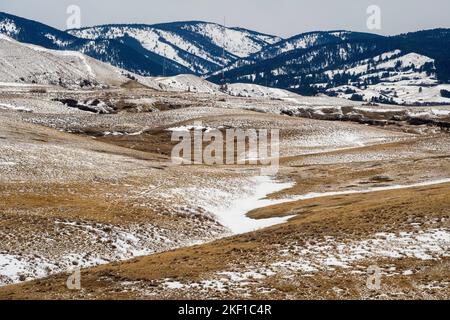 Winter prairie, I 90 south of Sheridan, Montana, USA Stock Photo