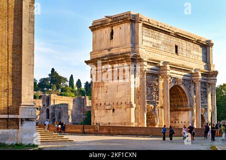 Rome Lazio Italy. The Arch of Septimus Severus at Roman Forum Stock Photo