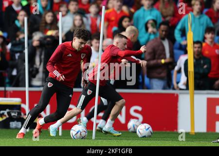 Cardiff, UK. 15th Nov, 2022. Neco Williams of Wales during the Wales football team open training at the Cardiff city stadium in Cardiff, Wales on Tuesday 15th November 2022. The team are preparing for FIFA World Cup which starts next week. Editorial use only, pic by Andrew Orchard/Andrew Orchard sports photography/Alamy Live news Credit: Andrew Orchard sports photography/Alamy Live News Stock Photo