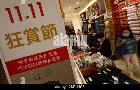 People shopping during 1111 Singles Day promotion at a clothes