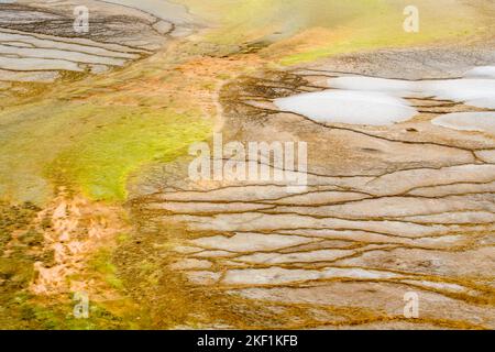 Grand Prismatic Spring thermal area in winter., Yellowstone National Park, Wyoming, USA Stock Photo