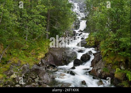 Langfossen, Etne Municipality in Vestland county, Norway Stock Photo