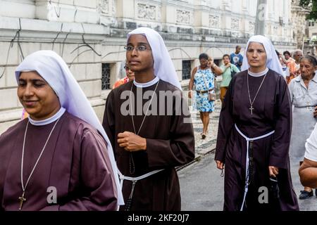 Salvador, Bahia, Brazil - May 26, 2016: Nuns participate in the Corpus Christ procession in the city of Salvador, Bahia. Stock Photo