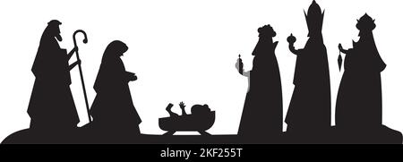 manger characters silhouettes Stock Vector