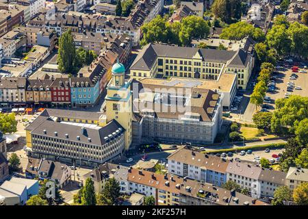 Luftbild, Rathaus und Rathausturm, Baustelle mit Sanierung, Schiller Gymnasium, Witten, Ruhrgebiet, Nordrhein-Westfalen, Deutschland, Bauarbeiten, Bau Stock Photo