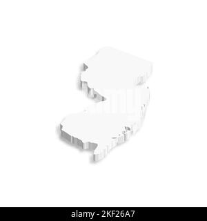 New Jersey, state of USA - white vector 3D map of country area. Stock Vector