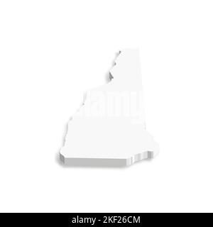 New Hampshire, state of USA - white vector 3D map of country area. Stock Vector